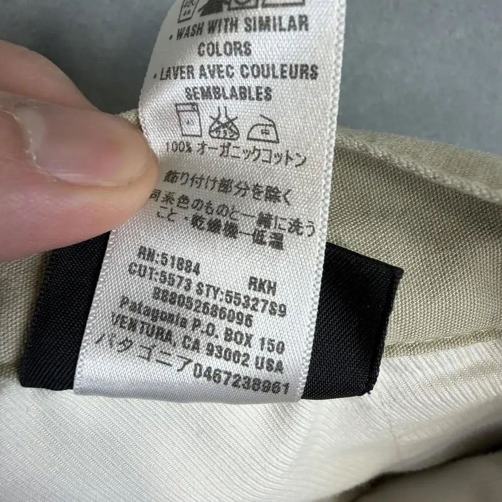 Patagonia All Wear Pants Mens 38 Beige 100% Organic Cotton Lightweight Outdoor